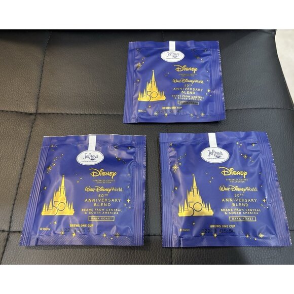 Disney Other - Lot Of 3 Joffrey’s Coffee Disney 50th Anniversary Blend Single Packs Dark Roast